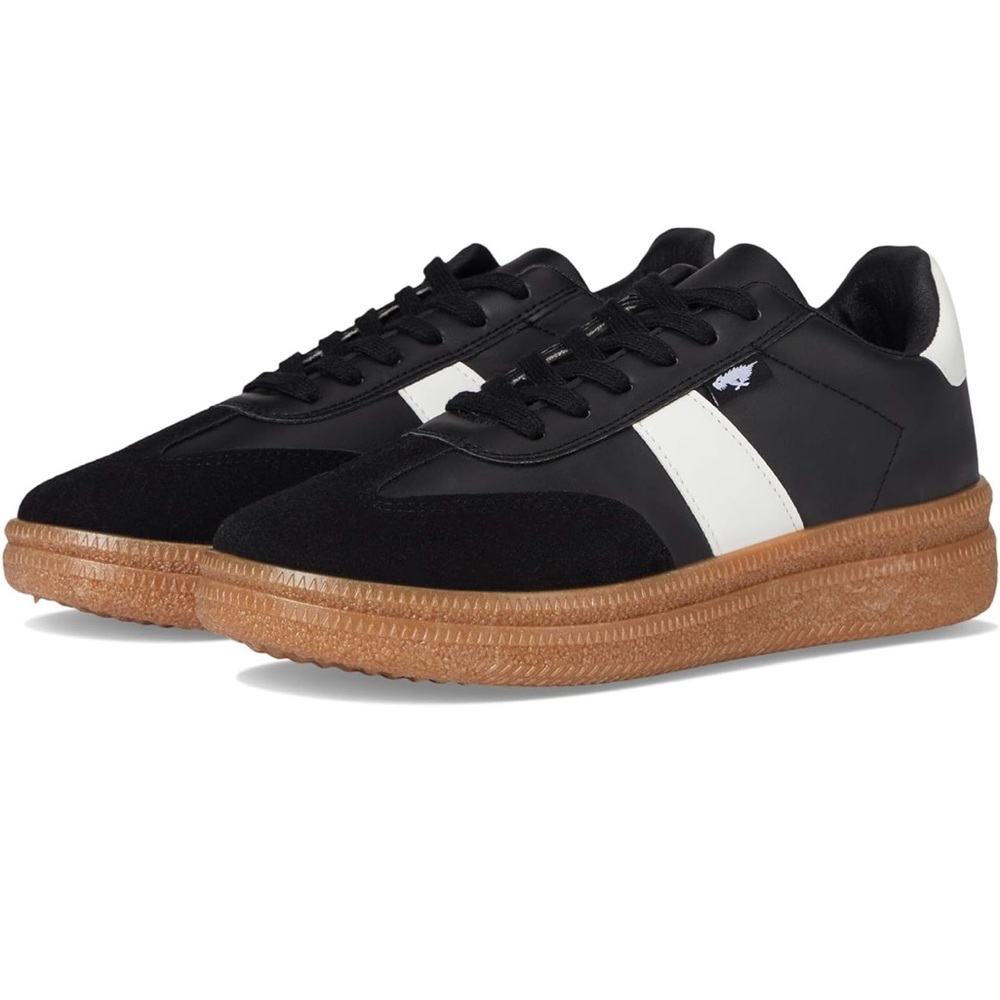 Black and White Leather Athletic Shoes